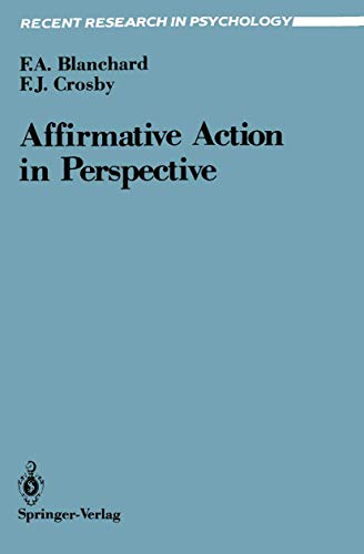 9780387969718: Affirmative Action in Perspective (Recent Research in Psychology)