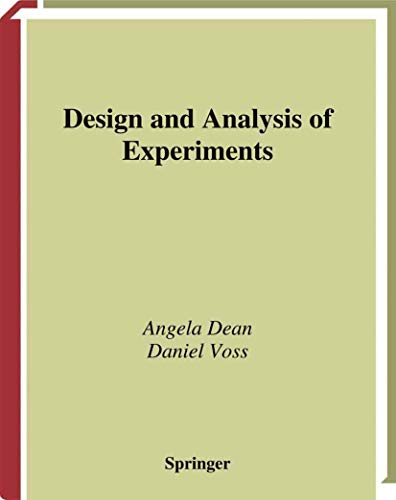Beispielbild fr Design and Analysis of Experiments (Springer Texts in Statistics) zum Verkauf von SecondSale