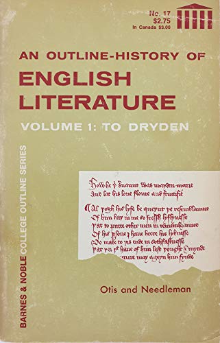 Imagen de archivo de An Outline-History of English Literature Volume 1 To Dryden a la venta por ThriftBooks-Dallas