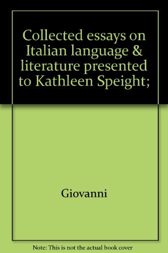 Beispielbild fr Collected Essays on Italian Language and Literature Presented to Kathleen Speight zum Verkauf von Better World Books
