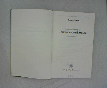 9780389041528: An introduction to transformational syntax [Gebundene Ausgabe] by Fowler, Roger