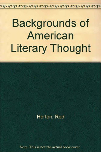 9780390461322: Backgrounds of American Literary Thought