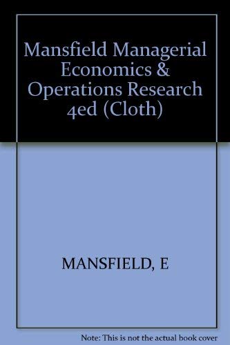 9780393012712: Managerial Economics and Operations Research: Techniques, Applications, Cases