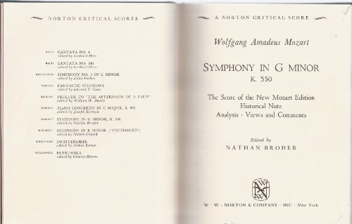 Beispielbild fr Symphony in G Minor, K. 550 (Norton Critical Score zum Verkauf von medimops