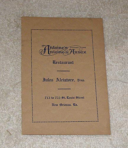 ANTOINE'S RESTAURANT Since 1840 COOKBOOK