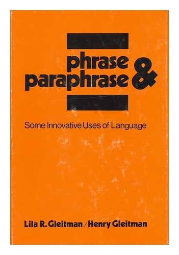 Beispielbild fr Phrase and Paraphrase: Some Innovative Uses of Language zum Verkauf von Books From California