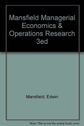 Imagen de archivo de Managerial Economics and Operations Research a la venta por Better World Books