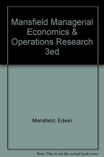 Stock image for Managerial Economics and Operations Research for sale by Better World Books