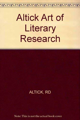 Stock image for The Art of Literary Research for sale by Wonder Book