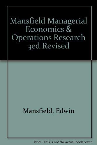 Beispielbild fr Mansfield Managerial Economics & Operations Research 3ed Revised zum Verkauf von Wonder Book