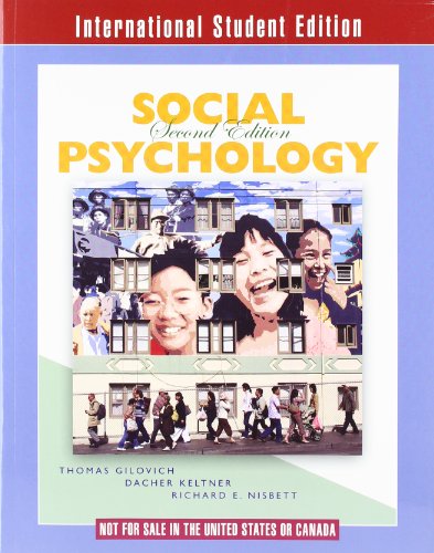 Imagen de archivo de Social Psychology (Second International Student Edition) a la venta por HPB-Red