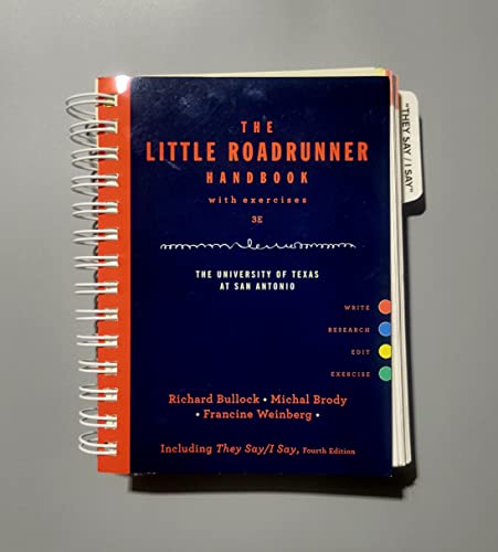 Imagen de archivo de The Little Roadrunner Handbook with Exercises 3rd custom edition The University of Texas at San Antonio a la venta por HPB-Red