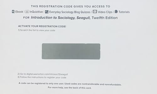 Imagen de archivo de InQuizitive Access Card for Introduction to Sociology Seagull 12th Edition a la venta por A Team Books