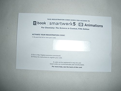 Imagen de archivo de Smartwork5 Printed Access Card for Use with Chemistry: The Science in Context 5th Edition (SmartWork Access Printed Access Card) a la venta por Textbooks_Source