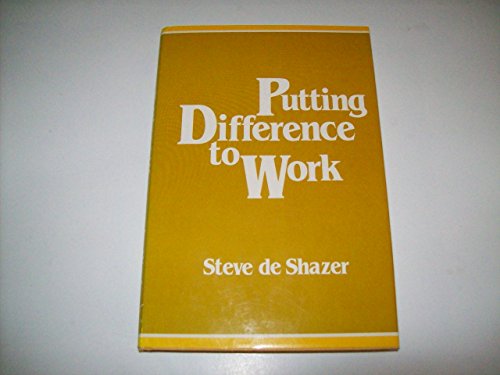 Stock image for Putting Difference to Work for sale by Front Cover Books