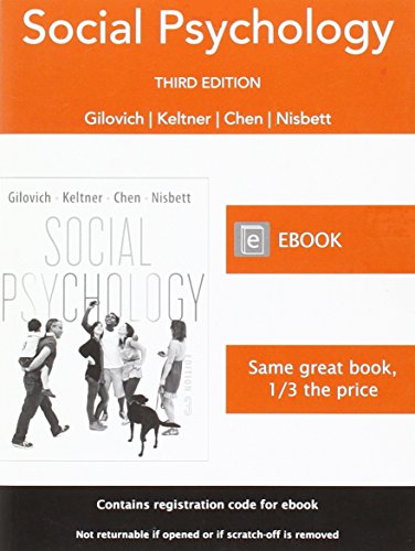 Social Psychology (9780393923094) by Thomas Gilovich; Dacher Keltner; Richard E. Nisbett