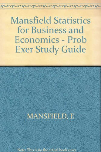 Imagen de archivo de Mansfield Statistics for Business and Economics - Prob Exer Study Guide a la venta por BookHolders