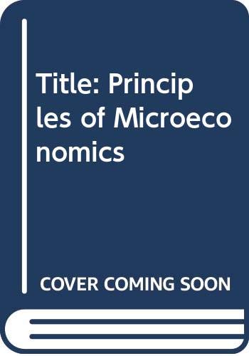 Imagen de archivo de Principles of Microeconomics a la venta por HPB-Red