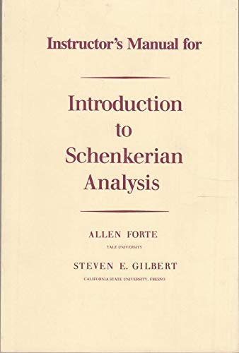 9780393952308: Instructor's Manual: for Introduction to Schenkerian Analysis: Form and Content in Tonal Music