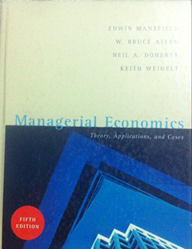 Imagen de archivo de Managerial Economics: Theory, Applications, and Cases a la venta por HPB-Red