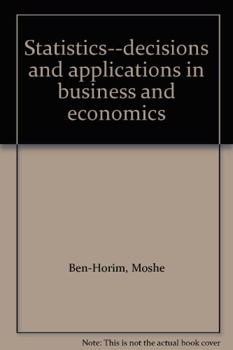 Stock image for Statistics--decisions and applications in business and economics for sale by HPB-Red