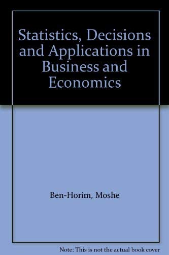 Stock image for Statistics, decisions and applications in business and economics for sale by Discover Books