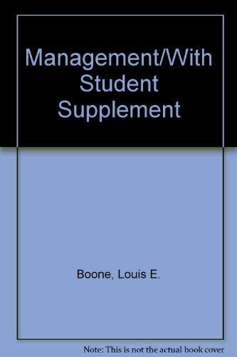 Management/With Student Supplement (9780394363059) by Boone, Louis E.