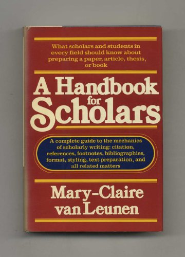 Imagen de archivo de A Handbook for Scholars a la venta por Willis Monie-Books, ABAA