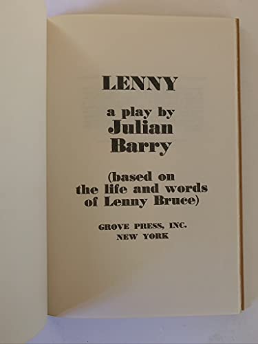 Stock image for Lenny: A Play, Based on the Life and Words of Lenny Bruce. for sale by HPB-Diamond