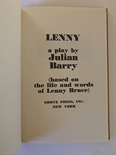 9780394480220: Lenny: A Play, Based on the Life and Words of Lenny Bruce.