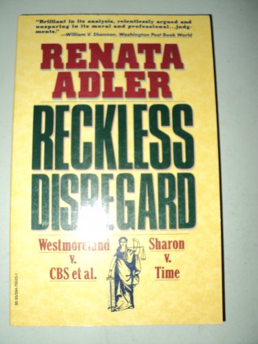 9780394755250: Reckless Disregard: Westmoreland V. CBS Et Al., Sharon V. Time