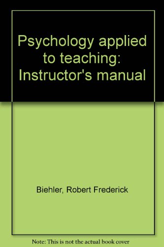 Imagen de archivo de Instructor's Manual to Accompany Psychology Applied to Teaching a la venta por The Unskoolbookshop
