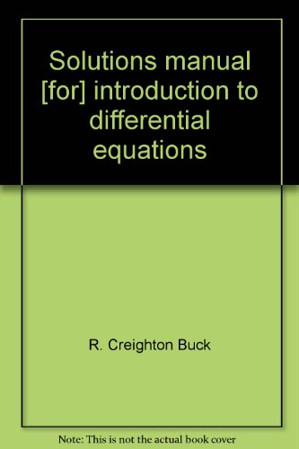 Stock image for SOLUTIONS MANUAL [for] INTRODUCTION TO DIFFERENTIAL EQUATIONS for sale by Falls Bookstore