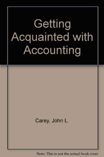 Stock image for Getting Acquainted with Accounting for sale by Better World Books