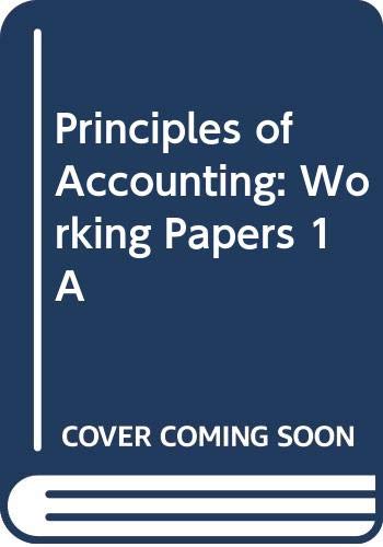 9780395295304: Principles of Accounting: Working Papers 1A