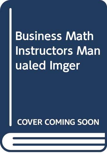 9780395306710: Business Math Instructors Manualed Imger
