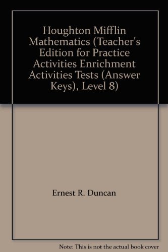 9780395324240: Houghton Mifflin Mathematics(Teacher's Edition for Practice Activities Enrichment Activities Tests (Answer Keys), Level 8)