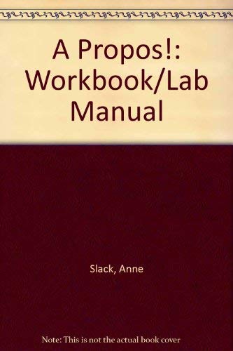 9780395331699: A Propos!: Workbook/Lab Manual