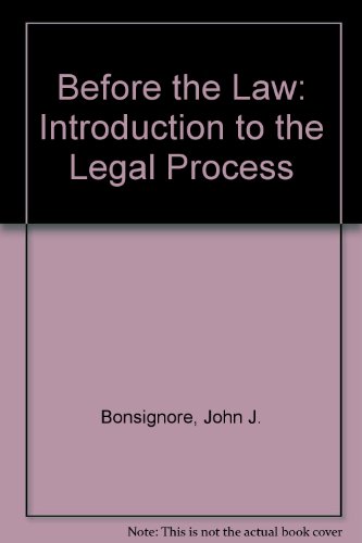 9780395359211: Before the Law: Introduction to the Legal Process