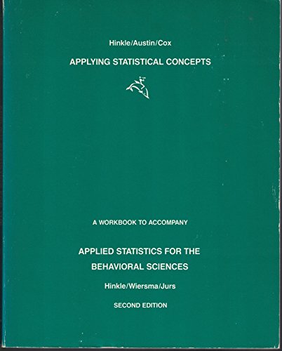 Imagen de archivo de Applying Statistical Concepts: A Workbook to Accompany Applied Statistics for the Behavioral Sciences a la venta por Half Price Books Inc.