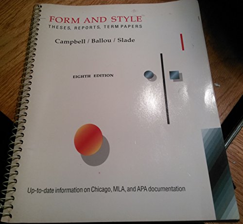 9780395432044: Form and Style: Theses, Reports, Term Papers