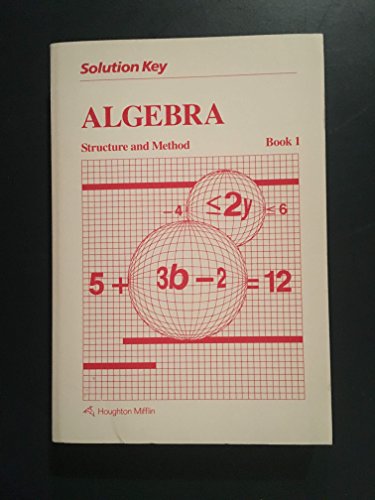 Stock image for Solution Key (Algebra Structure and Method Book 1) for sale by Mispah books