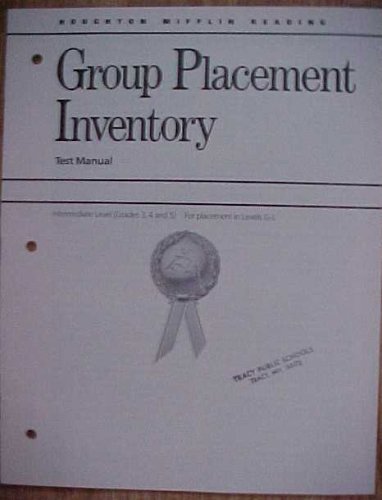 Stock image for Group Placement Inventory Test Manual Intermediate Level (Grades 3,4,5) (Houghton Mifflin Reading) for sale by Nationwide_Text