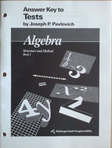 Beispielbild fr Algebra: Structure and Method, Book 1, Answer Key to Tests zum Verkauf von Wizard Books