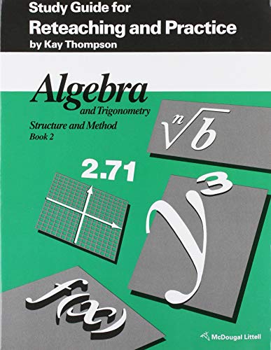 9780395470640: Algebra and Trigonometry: Structure and Method, Book 2: Study Guide for Reteaching and Practice