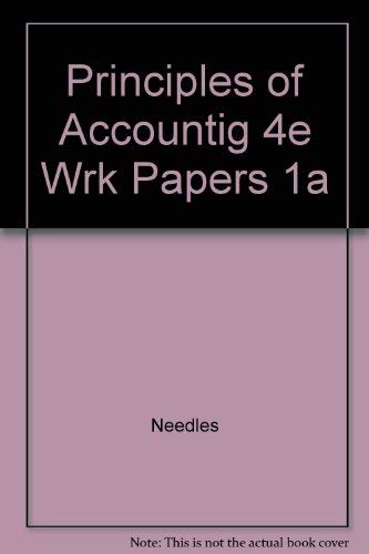 Stock image for Principles of Accountig 4e Wrk Papers 1a for sale by HPB-Diamond