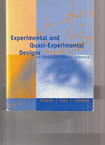 9780395615560: Experimental and Quasi-Experimental Designs for Generalized Causal Inference