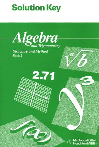 Imagen de archivo de Solution Key for Algebra and Trigonometry: Structure and Method: Book 2 (McDougal Littell Structure & Method) a la venta por SecondSale