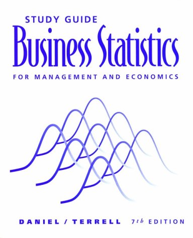 Imagen de archivo de Study Guide for Daniel/Terrell's Business Statistics for Management and Economics, 7th a la venta por International Book Project