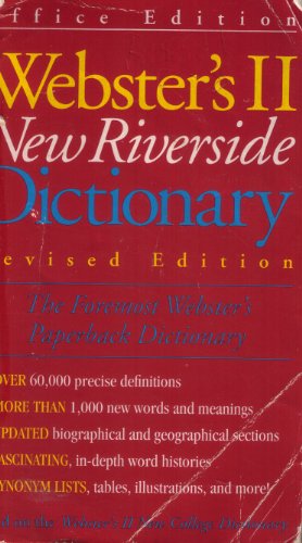 Imagen de archivo de Webster's II New Riverside Dictionary a la venta por 2Vbooks